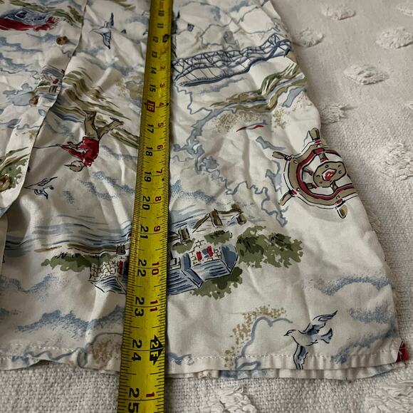 Vintage 90s 100% Silk Button Down Sleeveless Collared Shirt Beach Scene Vacation - Picture 4 of 6